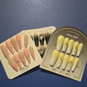 3 Sets Black, Yellow and White Nail Art Sets
